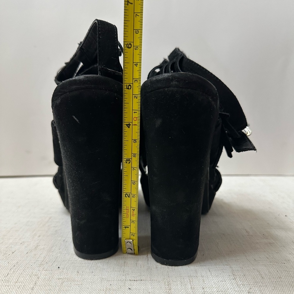 Bar III Black Fringe Block Heels - Picture 7 of 10